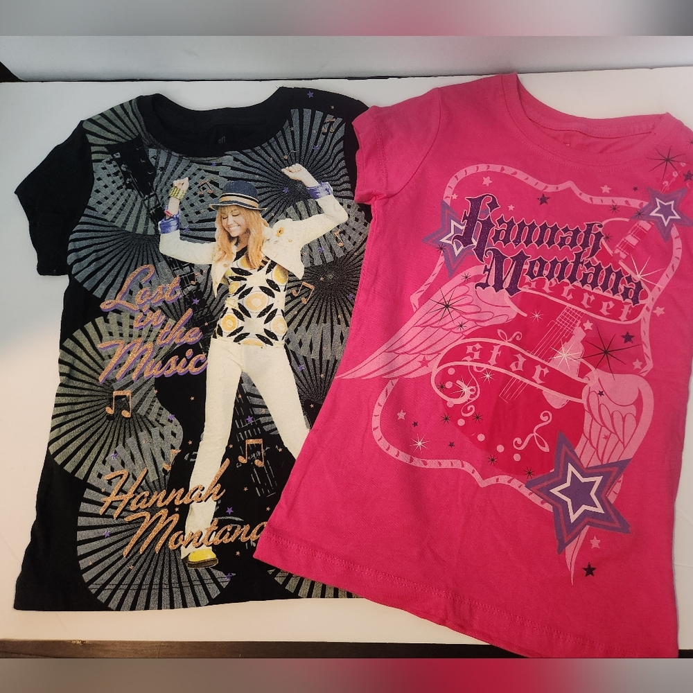 Vintage Y2K Hannah Montana Graphic T-Shirts - Black and Pink Size Small 6/6X